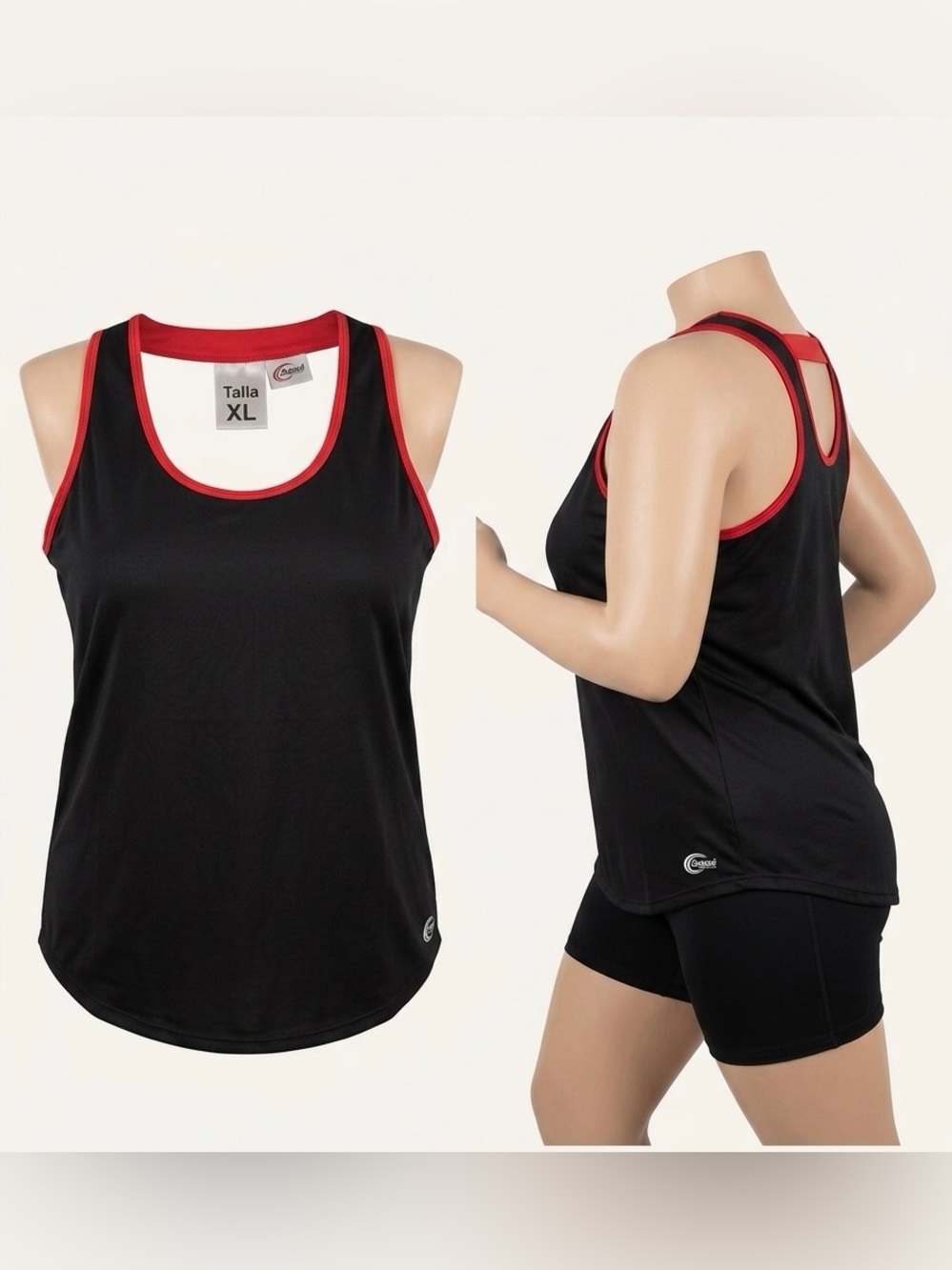 Black Racerback Tank Top with Red Trim - Active Women's Tank
